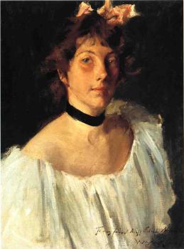 威廉 梅裡特 查斯 Portrait of A Lady in a White Dress aka Miss Edith Newbold